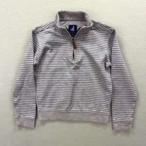 Johnnie-O Skiles Jr. 1/4 Zip Sweater Boys 5 Light Gray Striped Cotton Pullover